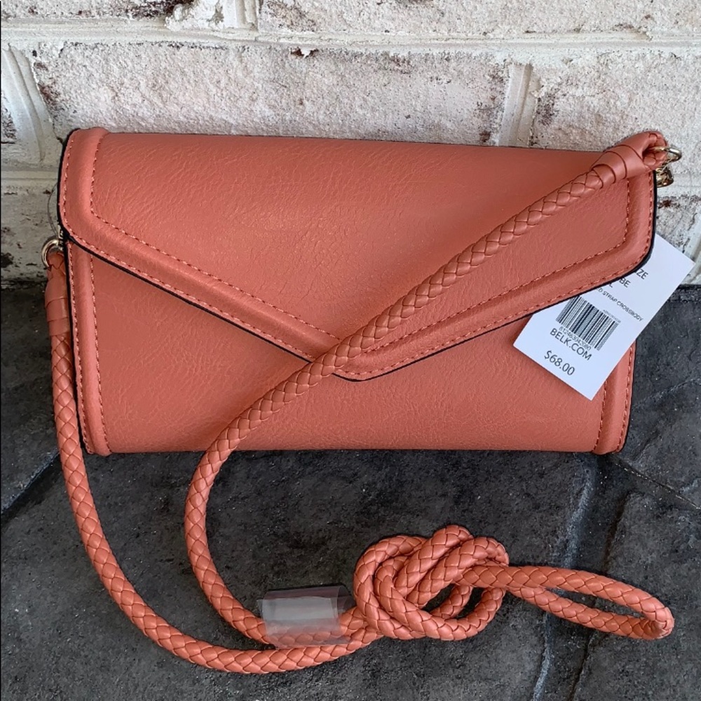 NWT  New Directions Braided Strap Crossbody- Coral